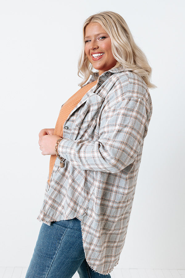 Show Your Heart Plaid Button Up Curves Image - 3