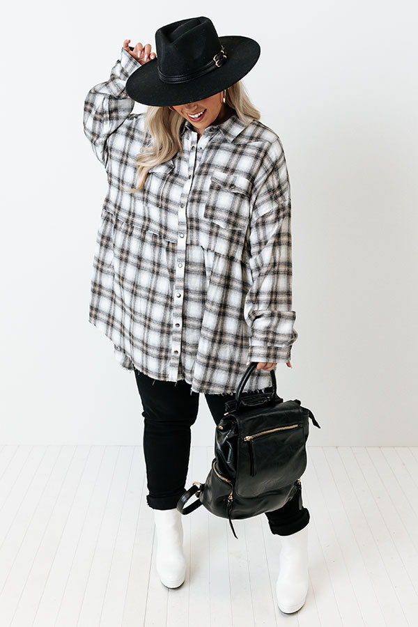 Latte Kinda Day Plaid Top Curves Image - 1