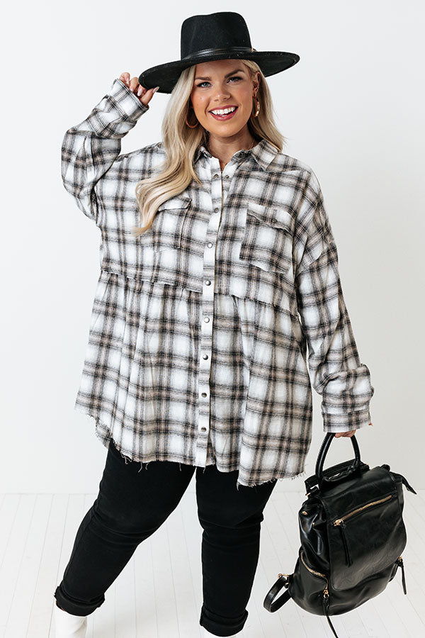 Latte Kinda Day Plaid Top Curves Image - 2