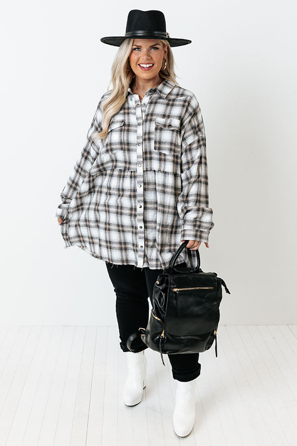 Latte Kinda Day Plaid Top Curves Image - 3