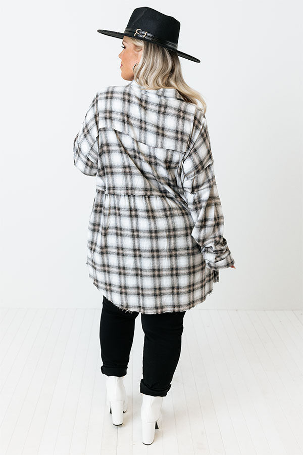 Latte Kinda Day Plaid Top Curves Image - 4