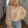 Flowing Champagne Chiffon Shift Top in Light Beige Curves Image - 1