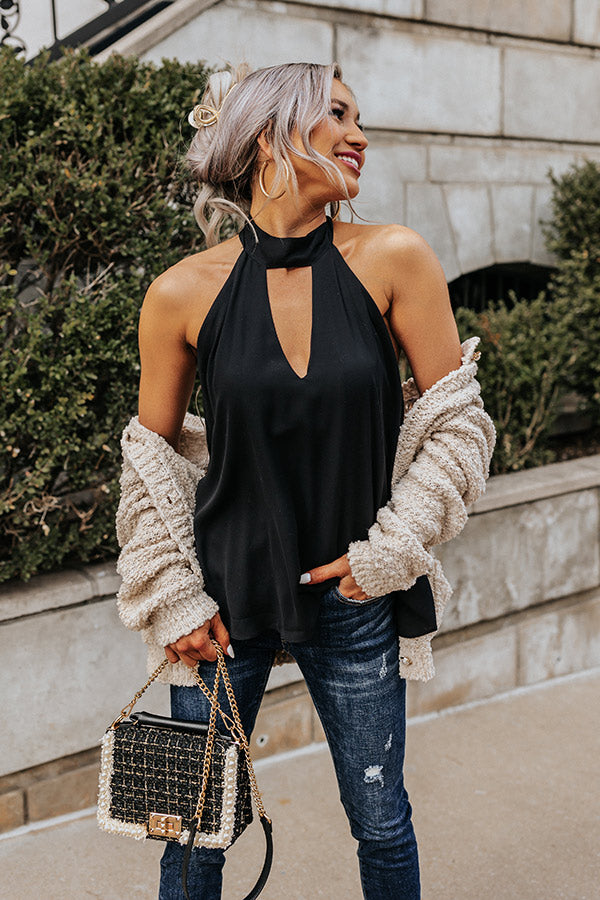 Crowded Affair Halter Shift Top in Black