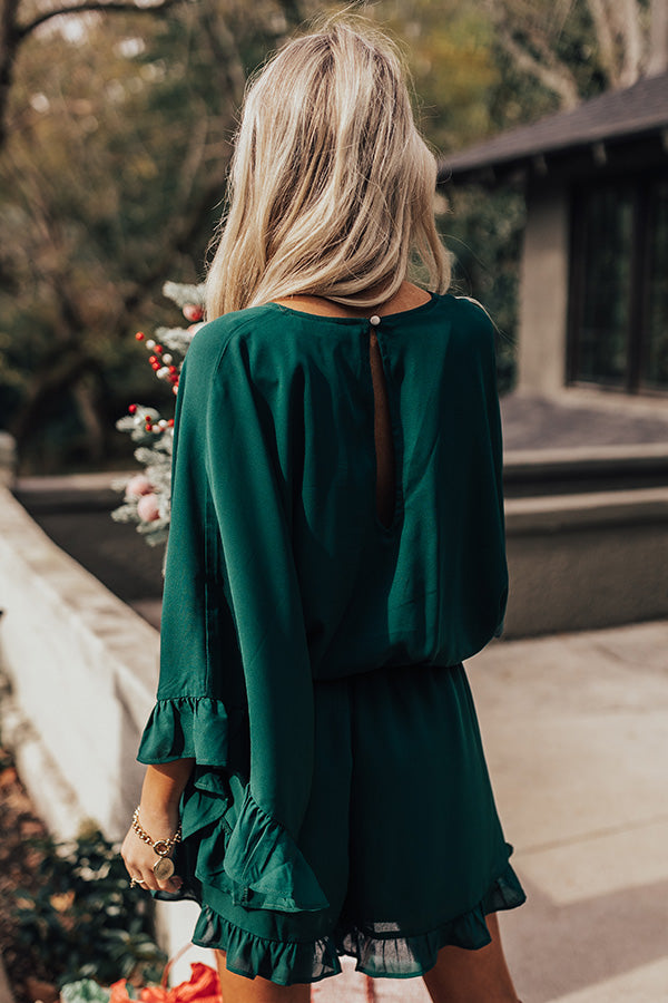 Chic Reveal Romper in Hunter Green Image - 5