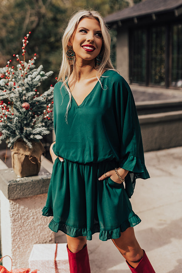 Chic Reveal Romper in Hunter Green Image - 1