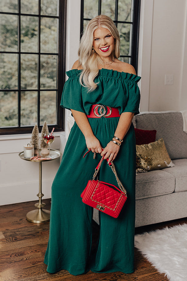 Celebrating In Times Square Jumpsuit in Hunter Green Curves Image - 1