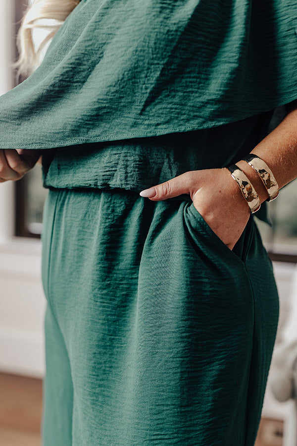 Celebrating In Times Square Jumpsuit in Hunter Green Curves Image - 5