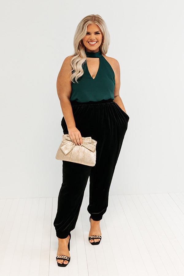 Crowded Affair Halter Shift Top in Hunter Green Curves