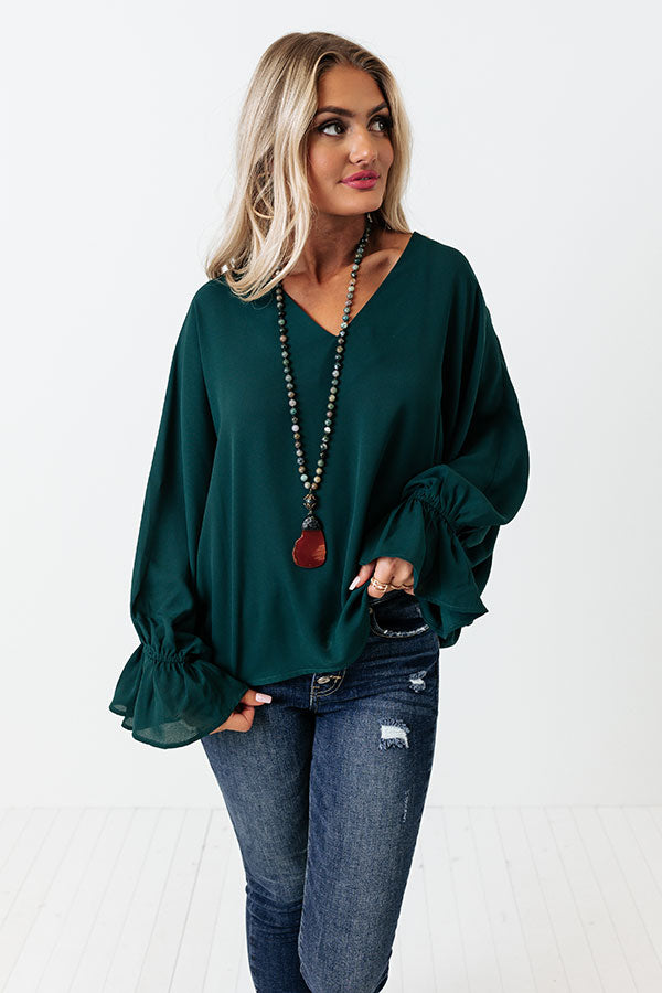 Sweeter With Time Shift Top in Hunter Green Image - 3