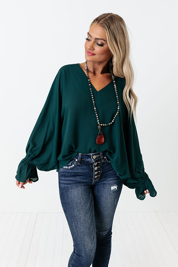 Sweeter With Time Shift Top in Hunter Green Image - 5