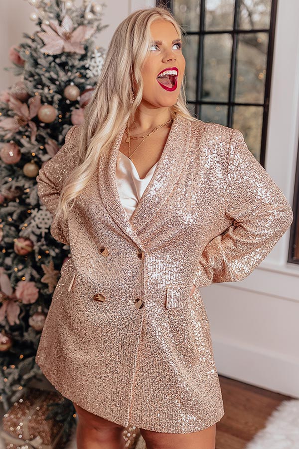 Sequins On The Rocks Blazer Dress in Rose Gold Curves Image - 2