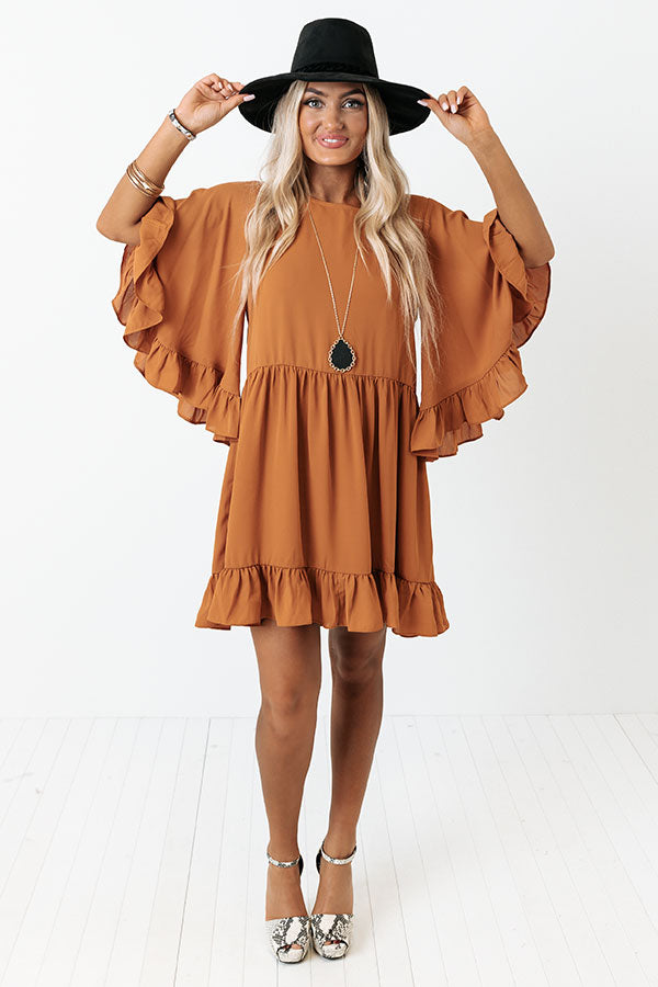 Chic On Standby Shift Dress in Camel Image - 1