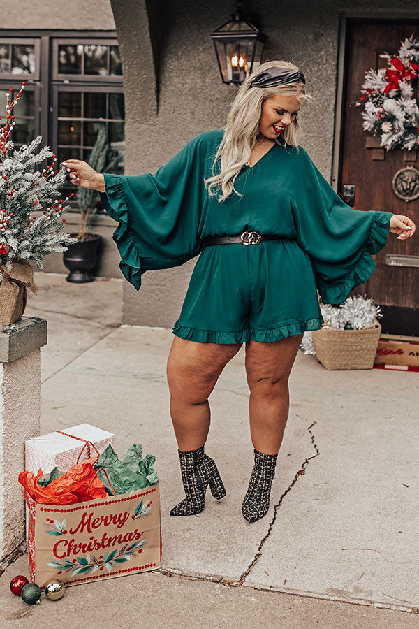Chic Reveal Romper in Hunter Green Curves Image - 3