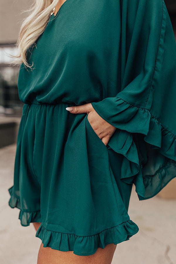 Chic Reveal Romper in Hunter Green Curves Image - 4