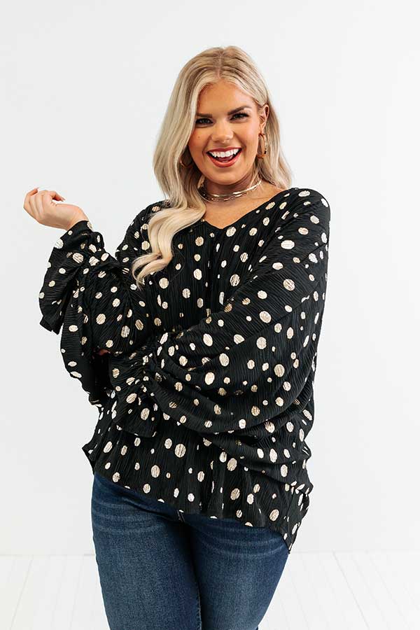 Sweeter With Time Polka Dot Shift Top in Black Curves