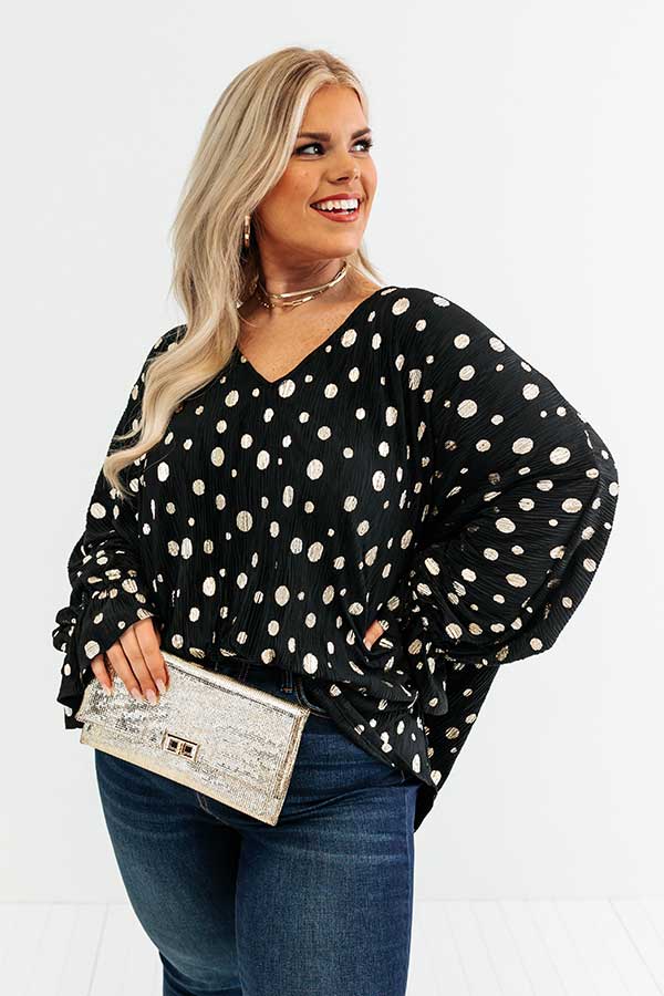 Sweeter With Time Polka Dot Shift Top in Black Curves Image - 3