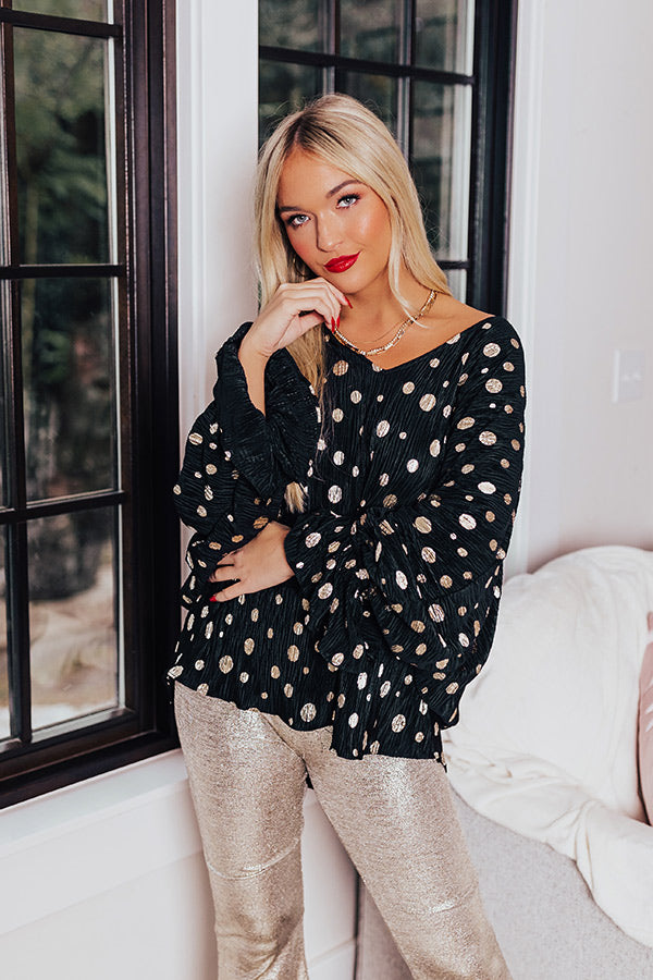 Sweeter With Time Polka Dot Shift Top in Black