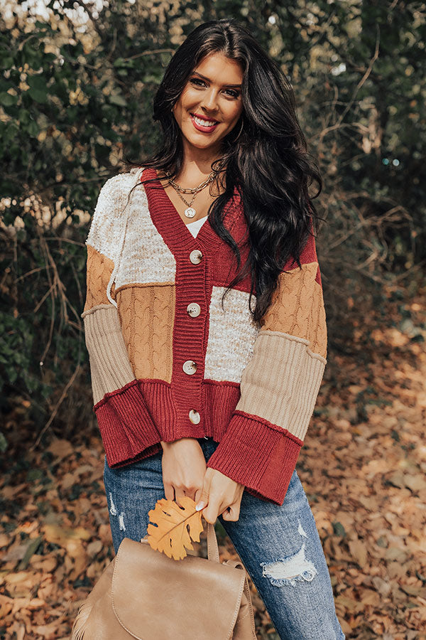 Snuggle Spot Colorblock Sweater In Aurora Red Image - 1
