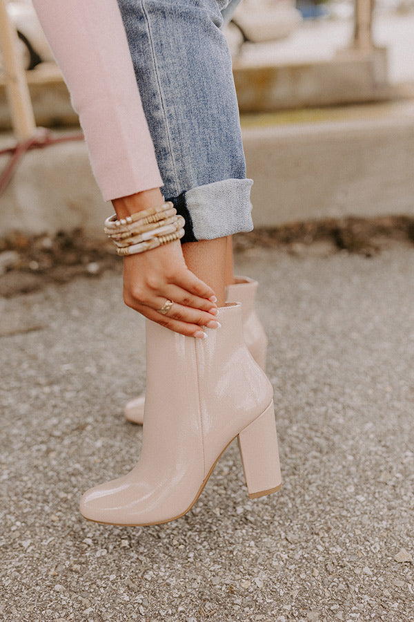 The Yasmine Patent Bootie in Natural
