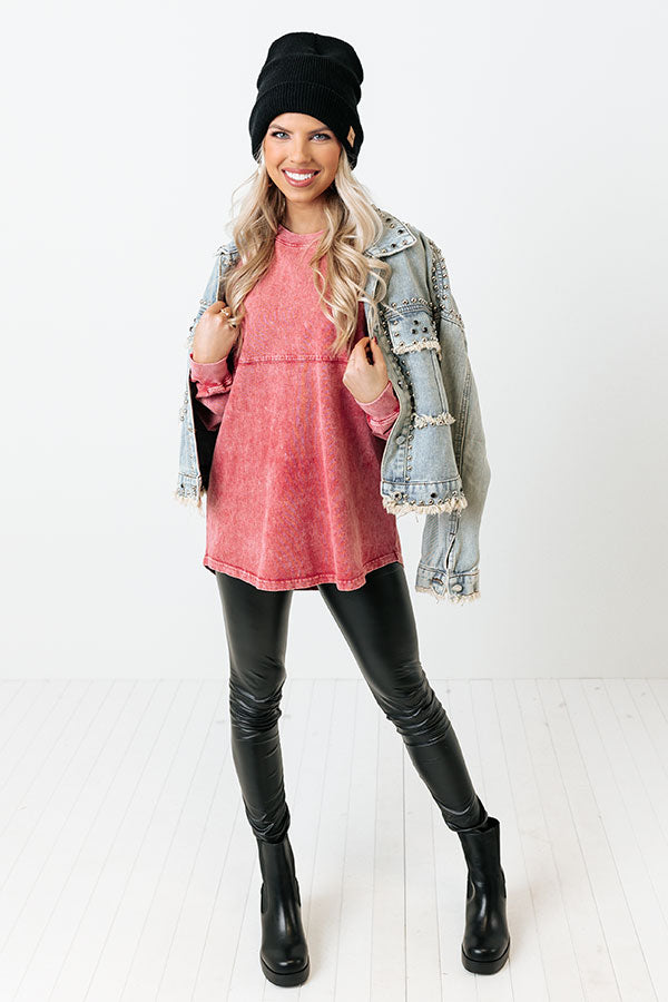 Travel Buddy Mineral Wash Sweatshirt in Red Image - 3