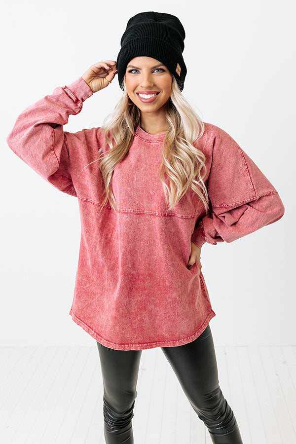 Travel Buddy Mineral Wash Sweatshirt in Red Image - 2