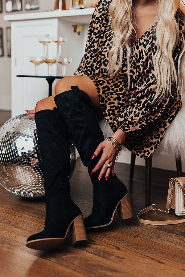 The Colten Faux Suede Knee High Boot In Black Image - 3