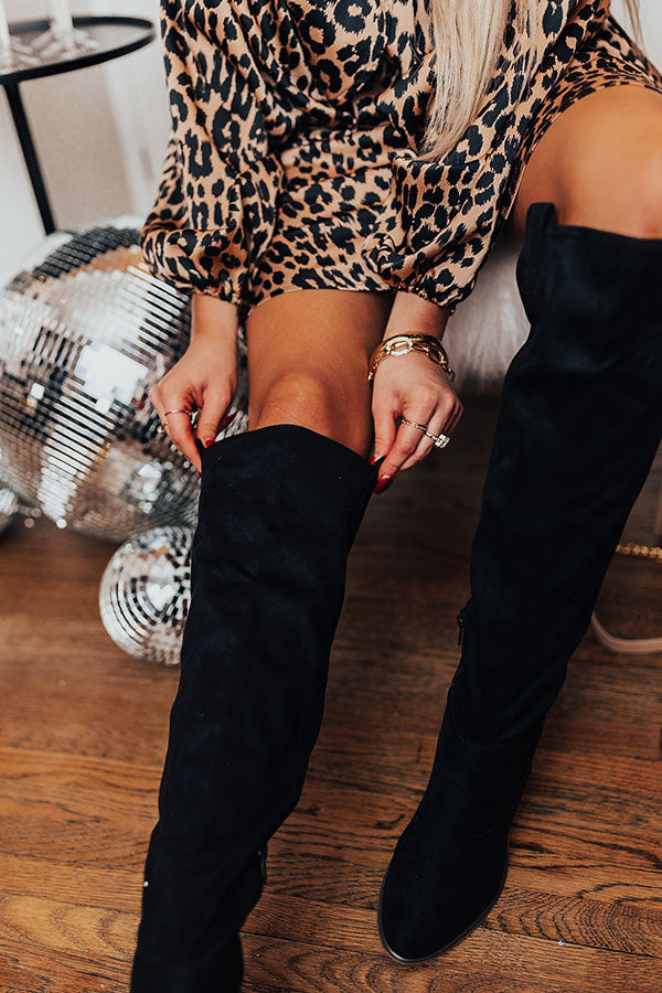 The Colten Faux Suede Knee High Boot In Black Image - 4