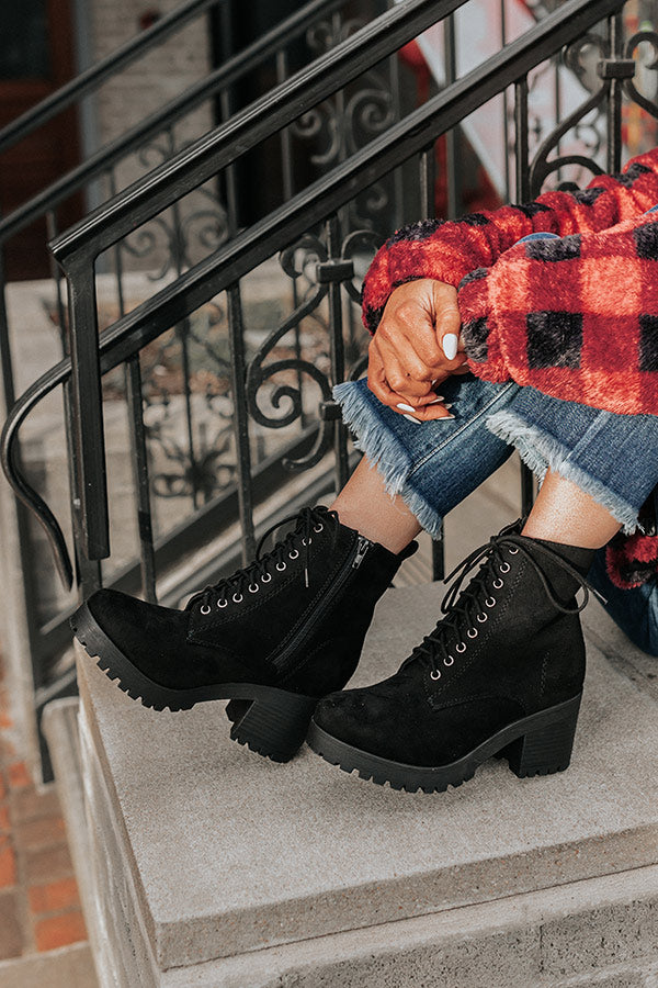 The Timber Faux Suede Bootie in Black