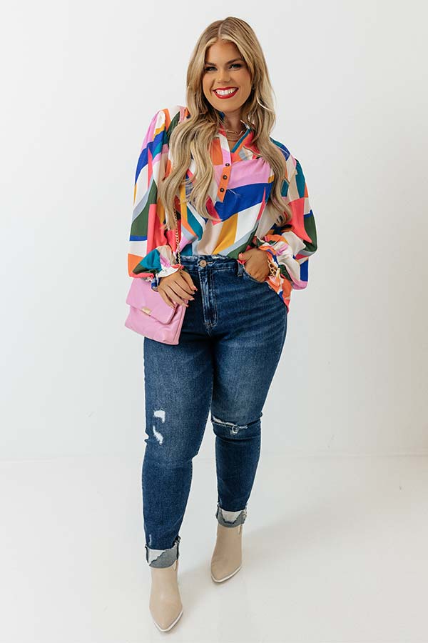 Day Cafe Shift Top In Pink Curves Image - 1