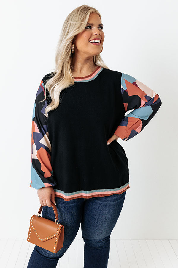 Dating Game Sweater Top in Black Curves Image - 2