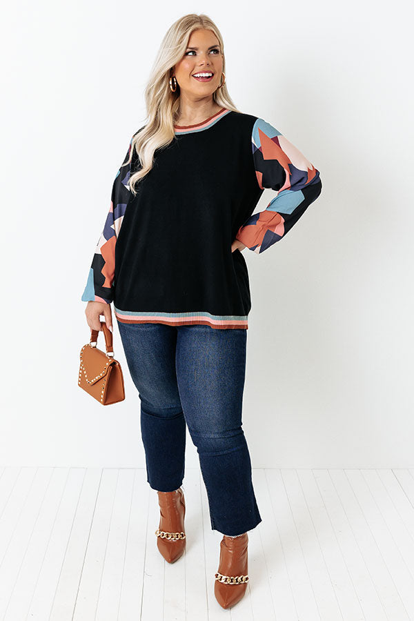 Dating Game Sweater Top in Black Curves