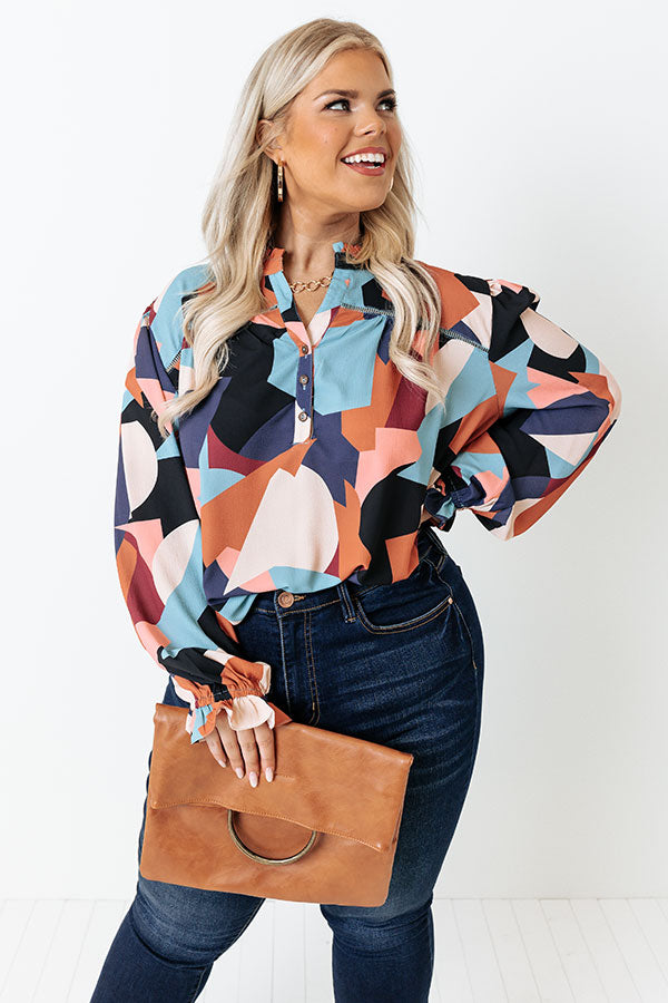 Day Cafe Shift Top In Rust Curves Image - 1