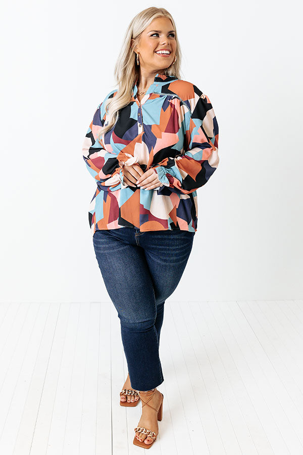 Day Cafe Shift Top In Rust Curves Image - 2