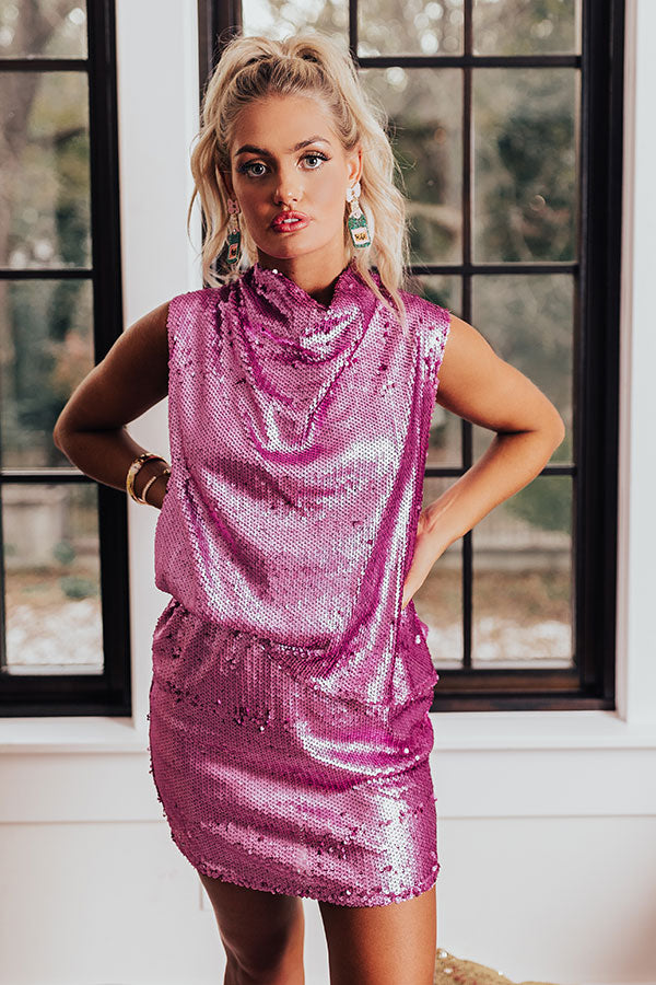 Bright In The City Sequin Dress In Violet Image - 2