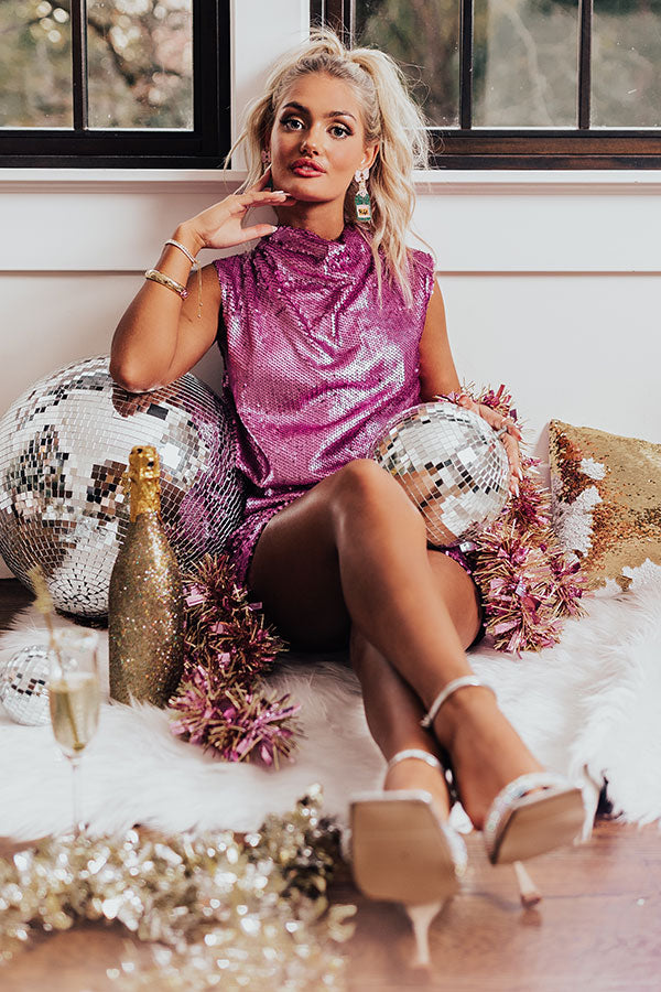 Bright In The City Sequin Dress In Violet Image - 4