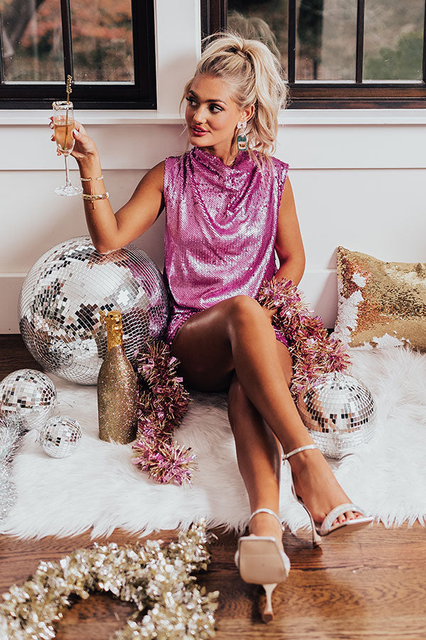 Bright In The City Sequin Dress In Violet Image - 3