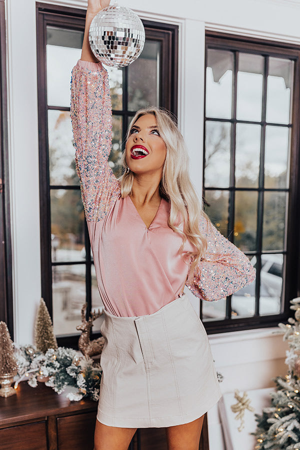 String Lights And Late Nights Sequin Bodysuit Image - 1