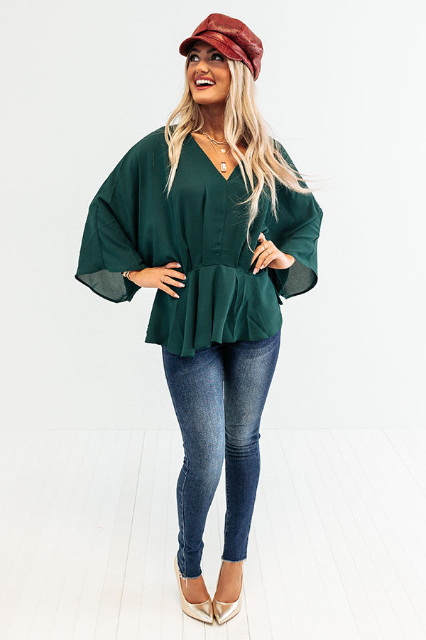 Chic Stomping Grounds Top in Hunter Green