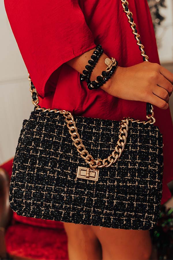 Before Happy Hour Tweed Purse In Black Image - 2