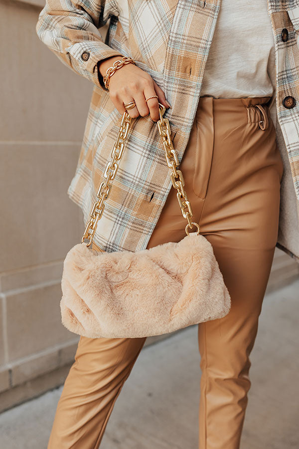 New And Exciting Plush Purse In Iced Latte