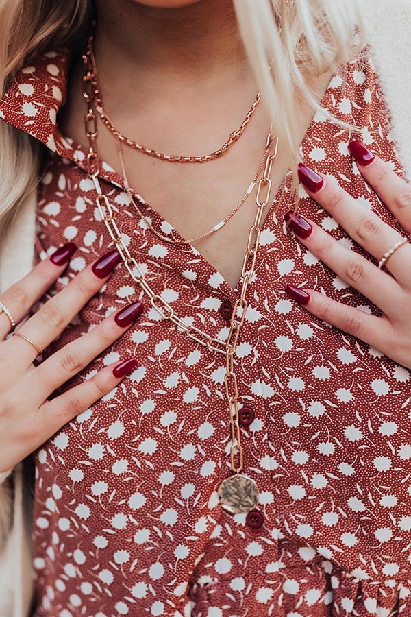 Stunning Ways Layered Link Necklace in Rose Gold Image - 4