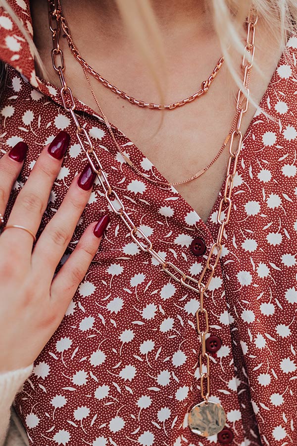 Stunning Ways Layered Link Necklace in Rose Gold Image - 3