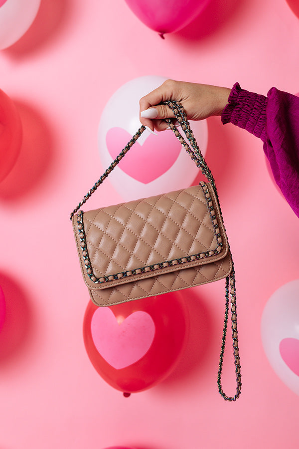 Like A Rebel Quilted Faux Leather Crossbody In Iced Mocha