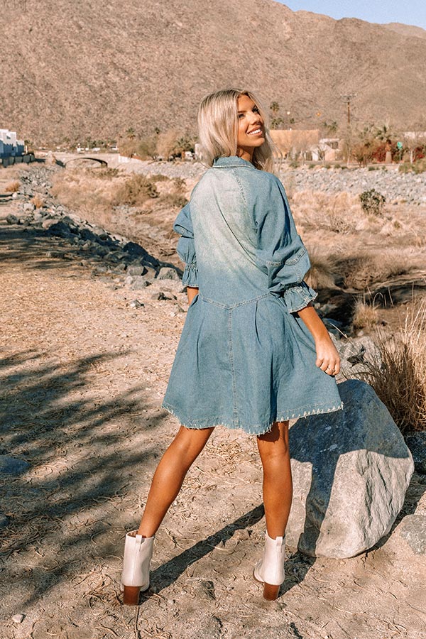 Glorious Afternoon Chambray Dress In Medium Wash – Impressions Online ...