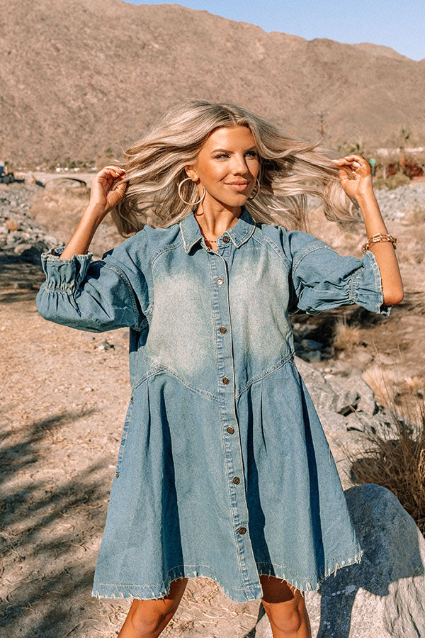 Glorious Afternoon Chambray Dress In Medium Wash