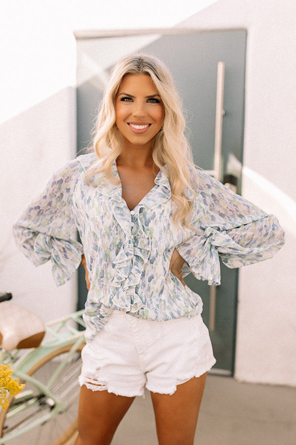 Sweet Love Affair Ruffle Top In Blue Image - 3