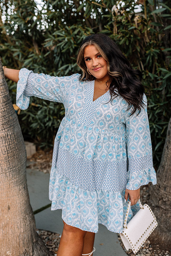 Beyond Chic Babydoll Dress In Sky Blue Curves