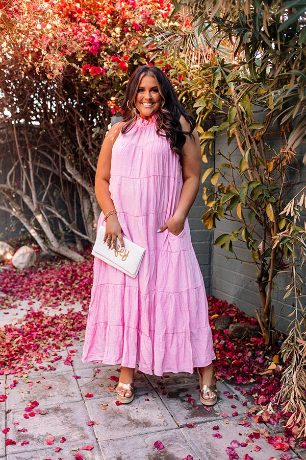 Hibiscus Kisses Midi In Pink Curves • Impressions Online Boutique