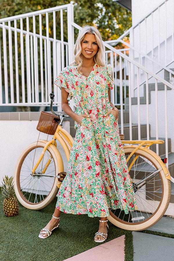 Happiest Days Floral Midi In Green