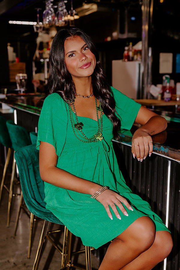 Shining Brighter Smocked Dress In Kelly Green Image - 2
